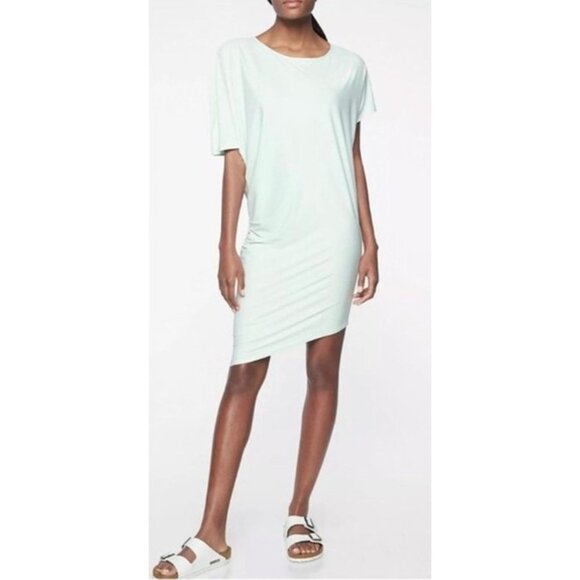 Athleta Sunlover Hilo UPF Dress Asymmetric Scoop Neck Short Sleeve Spring Mint‎ - Picture 1 of 8